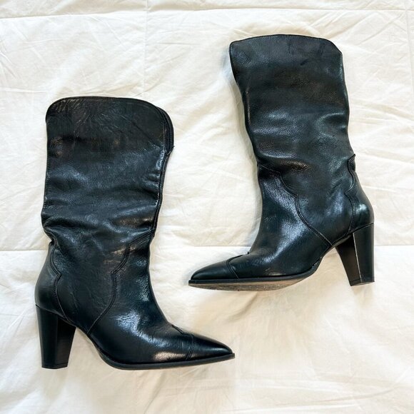Free People Shayne Tall Western Boots Black Leather Size 36 / 6 - Picture 4 of 10